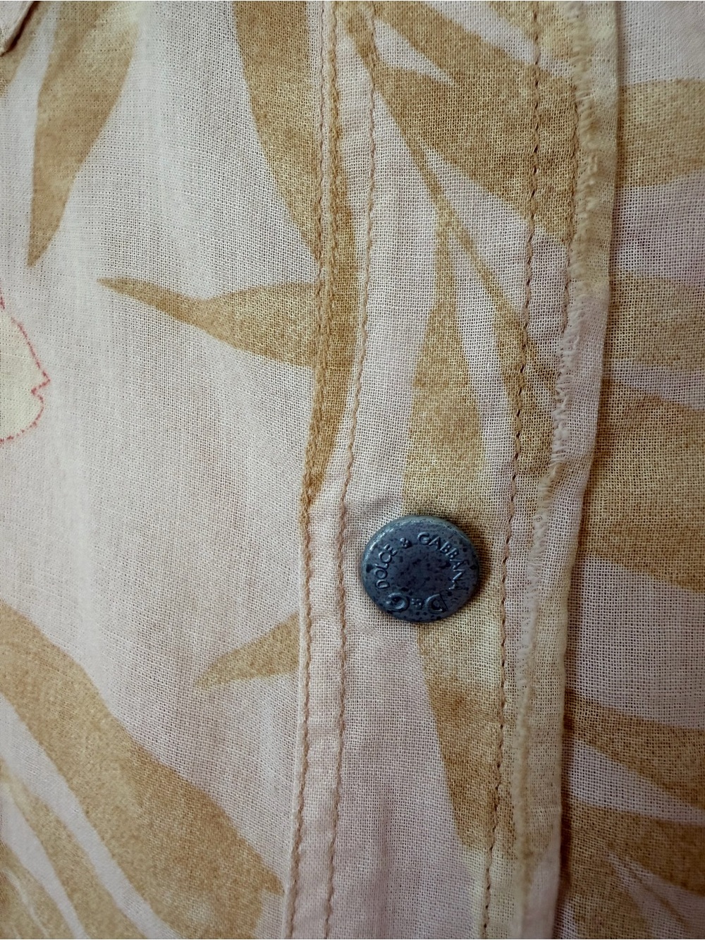 D&G Floral Button-Up Shirt in Pale Peach & Yellow - Picture 4 of 9